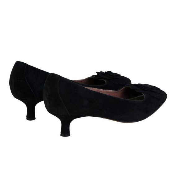 Donald Pliner BLACK GENUINE LEATHER SUEDE LOW HEEL CLASSIC PUMP SHOES Size 9M - Picture 5 of 11